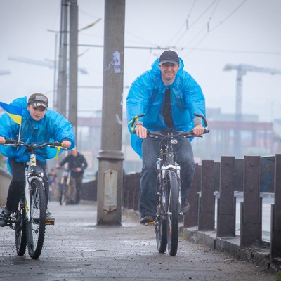 Дождливый велодень в Киеве